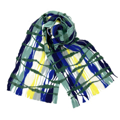 NUNO Scarf: "Threadstay" (Green/ Gray/Yellow/Blue Mix)