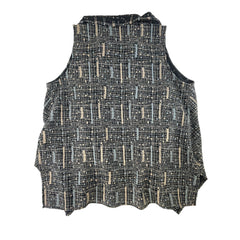 NUNO Sleeveless Top: "Wool Gauze Slub Embroidery" (Black)