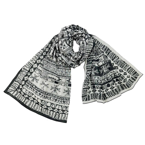 NUNO Limited Edition Scarf: "Turkish Flowerbed" (White/Black)