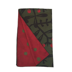 Kibiso Scarf: "Berries&Branches" (Dark Green&Red)