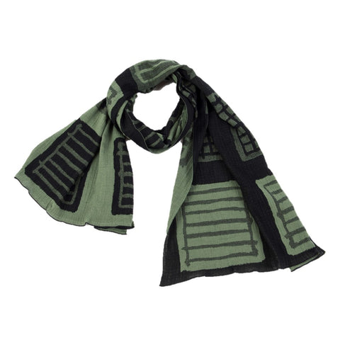 NUNO Oversized Scarf: "Warp and Weft" (Green/Black)